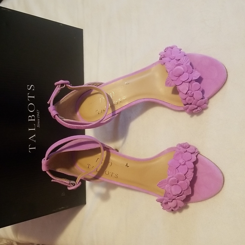 RSVP by TALBOTS heeled ankle strap floral shoes Lavender size 5